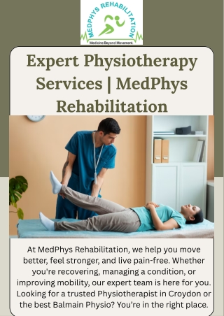 Trusted Physiotherapist Croydon & Balmain Physio Experts  Medphys Rehabilitation