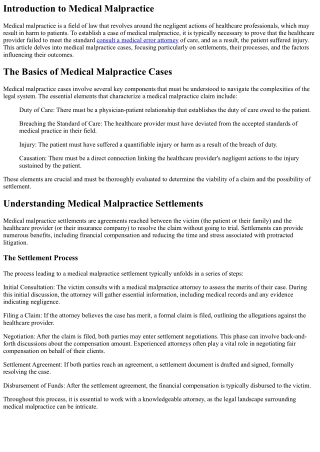 A Closer Look at Medical Malpractice Settlements
