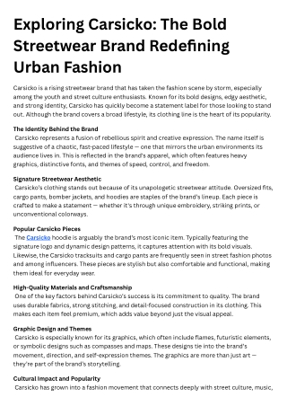 Exploring Carsicko The Bold Streetwear Brand Redefining Urban Fashion