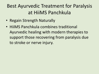 Paralysis Ayurvedic Cure at HiiMS Panchkula – Regain Strength