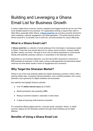 Building and Leveraging a Ghana Email List for Business Growth