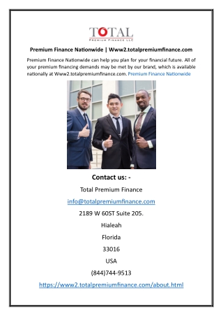 Premium Finance Nationwide