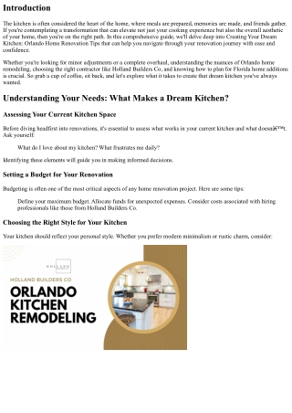 Creating Your Dream Kitchen: Orlando Home Renovation Tips