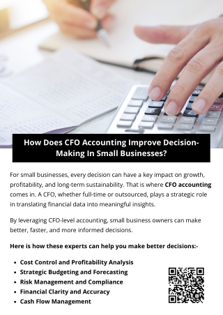 How Does CFO Accounting Improve Decision-Making In Small Businesses?