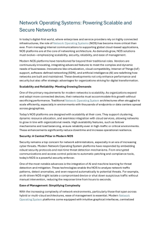 Network Operating Systems