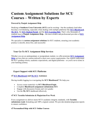 Custom Assignment Solutions for SCU Courses