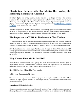 Elevate Your Business with Flow Media The Leading SEO Marketing Company in Auckland