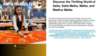Discover the World of Satta Matka WLKL – A Gateway to Winning Luck