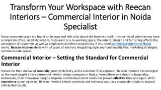 Office and Commercial Interior in Noida by Reecan Interiors