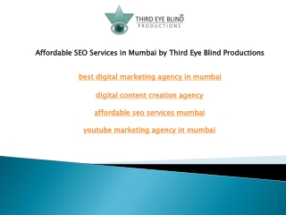 Affordable SEO Services in Mumbai by Third Eye Blind Productions