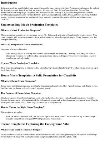 Techno Transformation: Elevate Your Productions with Cutting-Edge Templates