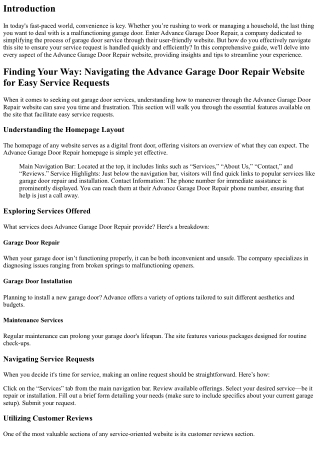 Finding Your Way: Navigating the Advance Garage Door Repair Website for Easy Ser