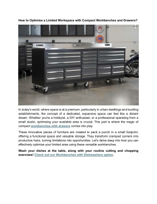 How to Optimise a Limited Workspace with Compact Workbenches and Drawers