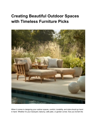 Outdoor Mornings Start with a Good Seat