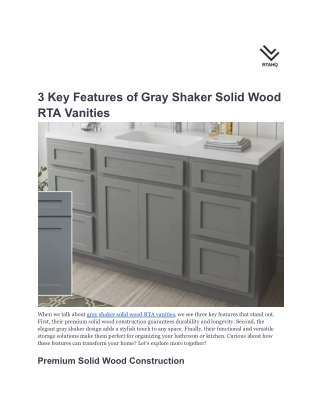 3 Key Features of Gray Shaker Solid Wood RTA Vanities