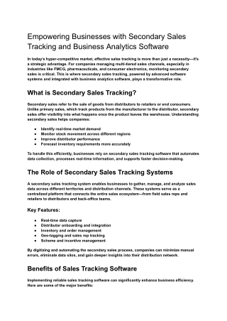 Empowering Businesses with Secondary Sales Tracking and Business Analytics Software