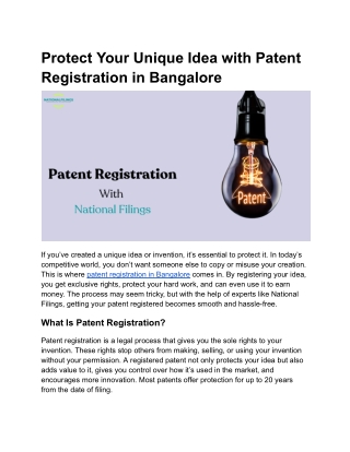 protect your unique idea with patent registration