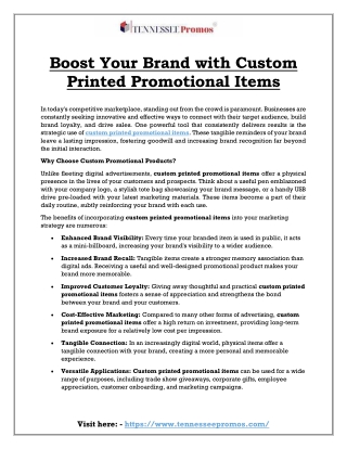 Boost Your Brand with Custom Printed Promotional Items