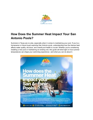 How Does the Summer Heat Impact Your San Antonio Pools