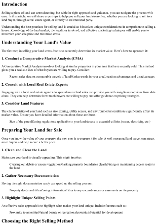 Sell Land Stress-Free: Expert Tips for Sellers