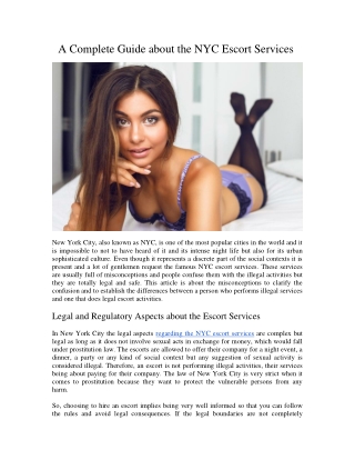 A Complete Guide about the NYC Escort Services