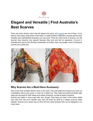 Elegant and Versatile | Find Australia’s Best Scarves
