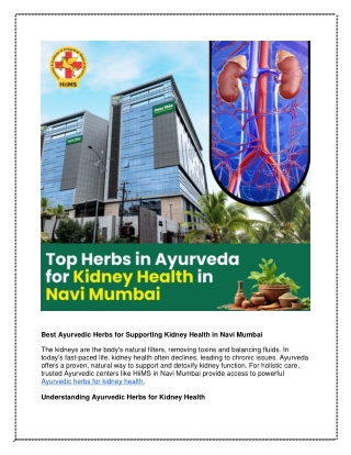 Best Ayurvedic Herbs for Supporting Kidney Health in Navi Mumbai