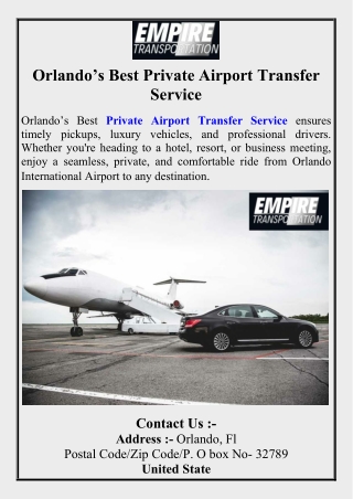 Orlandos Best Private Airport Transfer Service