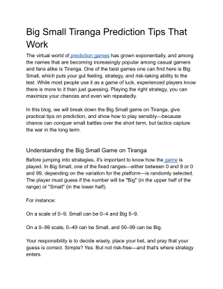 big small tiranga prediction tips that work