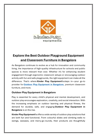 Explore the Best Outdoor Playground Equipment and Classroom Furniture in Bangalore