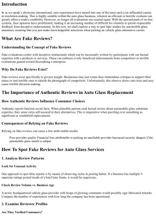 How To Spot Fake Reviews for Auto Glass Services