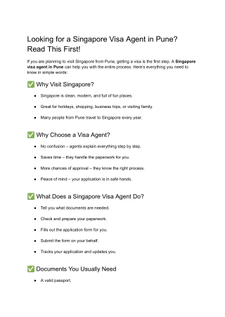 Trusted Singapore Visa Consultancy in Pune