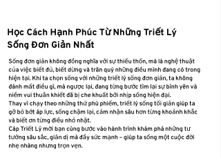 Học Cách Hạnh Phúc Từ Những Triết Lý Sống Đơn Giản Nhất
