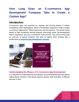 How Long Does an E-commerce App Development Company Take to Create a Custom App_spinx infotech