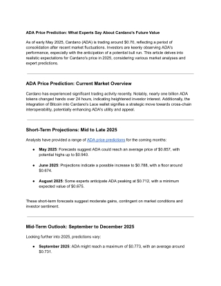 ada price prediction what experts say about
