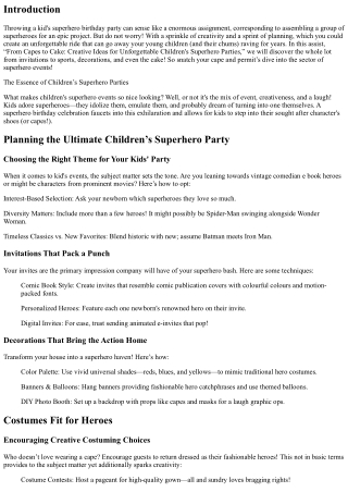 From Capes to Cake: Creative Ideas for Unforgettable Children's Superhero Partie