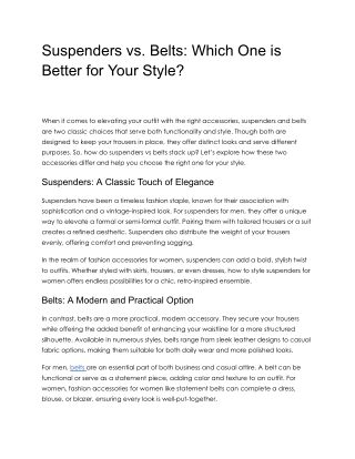 Suspenders vs Belts