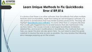 Effortless Fixes For QuickBooks Error 6189,816
