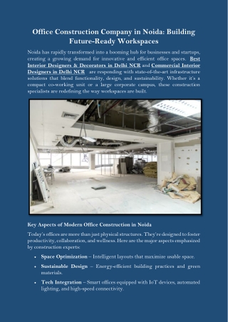 Office Construction Company in Noida Building Future-Ready Workspaces
