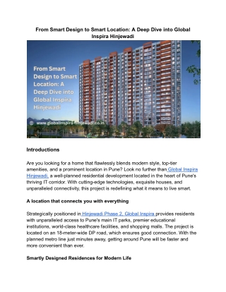 Global Inspira Hinjewadi – 2 & 3 BHK Homes in Pune