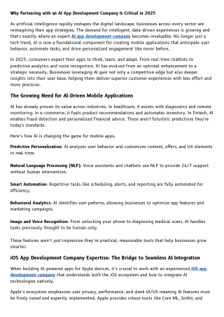 Why Partnering with an AI App Development Company Is Critical in 2025