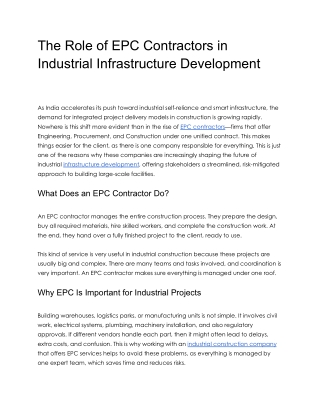 the role of epc contractors in industrial