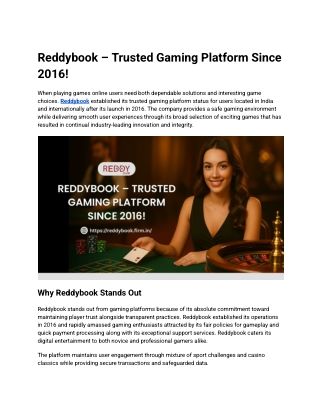 reddybook trusted gaming platform since 2016