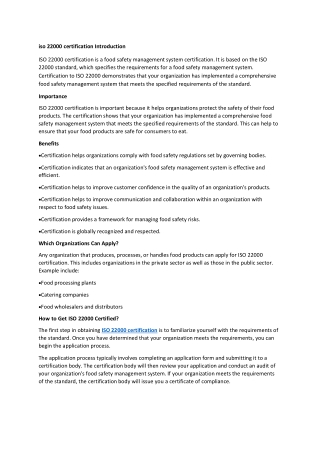 ISO 22000 certification