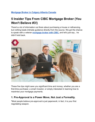 5 Insider Tips from CIBC Mortgage Broker  #3 Will Surprise You!