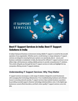 Best IT Support Services in India