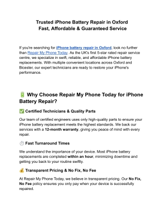 Trusted iPhone Battery Repair in Oxford – Fast, Affordable & Guaranteed Service
