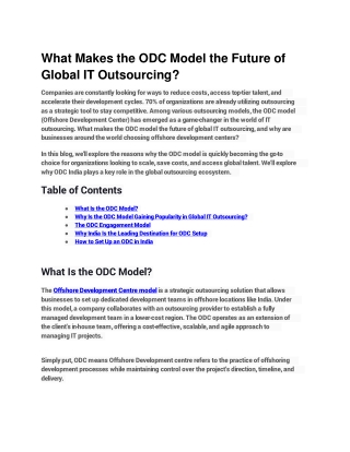What Makes the ODC Model the Future of Global IT Outsourcing