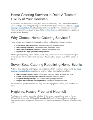 Home Catering Services in Delhi A Taste of Luxury at Your Doorstep