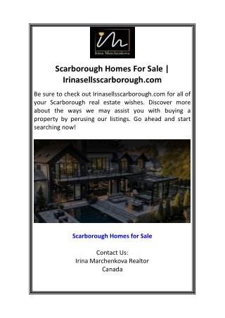 Scarborough Homes For Sale  Irinasellsscarborough.com